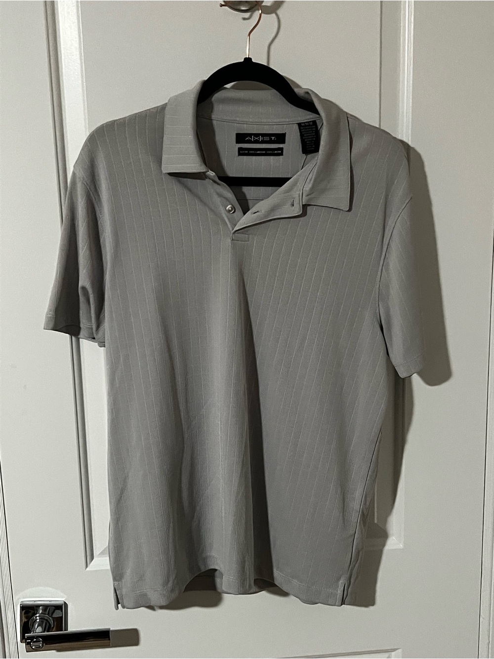 Apt. 9 Men's Medium Light Gray Pinstripe Polo